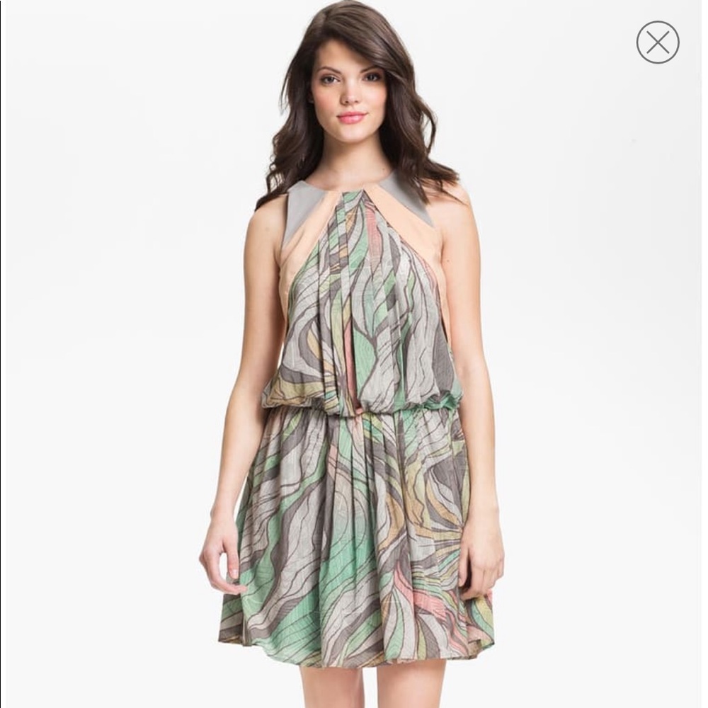 Jessica Simpson Print Blouson Chiffon Dress
